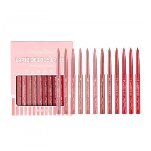 Ensemble Crayon à Lèvres de 12 Couleurs, Crayon Levre Mat, Combo Levre Durable et Impermeable