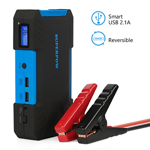 Leelbox - Superpow Booster Voiture 18000mAh 800A Peak Chargeur de Batterie Portable Booster Batterie Jump Starter supporte les Moteurs à 6,5L d’Essence ou à 5.2L de Diesel avec LED Flashlight (bleu)