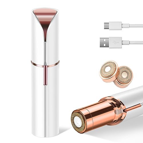 Épilateur facial sans défaut pour femme, comme on le voit à la télévision, mini épilateur électrique portable pour lèvres, menton, aisselles (blanc + 2 têtes)