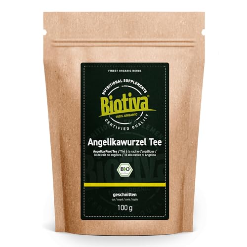 Thé à la racine d'angélique bio 100g - Angelica Archangelica - Angélique - Mis en bouteille et contrôlé en Allemagne - Biotiva