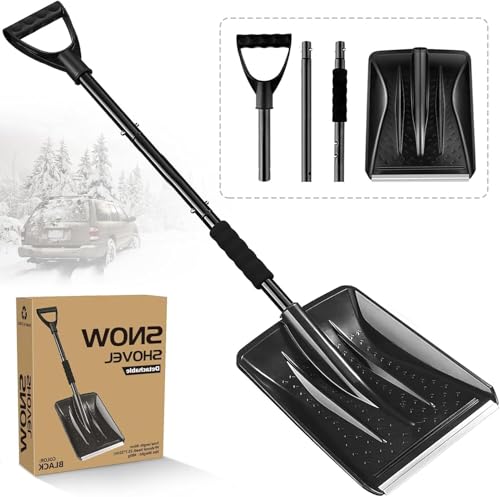Pelle à Neige, Pelle à Neige Portable légère avec Bord en Aluminium, Nouvel Outil de déneigement d'hiver, poignée Amovible avec Longueur réglable en Trois Parties, Utilitaire d'hiver Lane