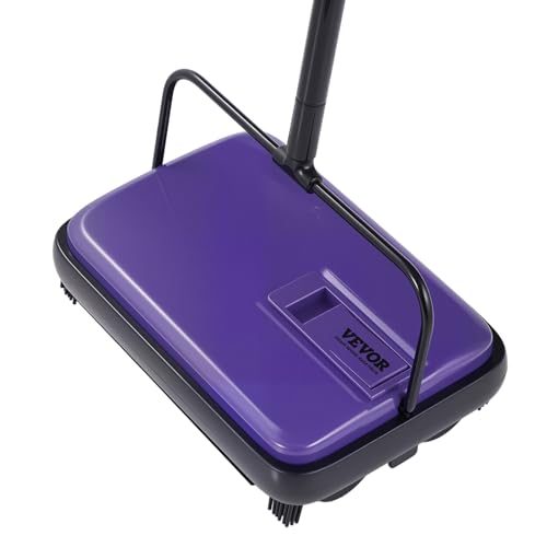 VEVOR Balai Mécanique Largeur de Balayage 170 mm, Balayeuse Manuelle pour Planchers et Tapis avec Bac à Poussière 300 ML Facile à Vider, Nettoyeur de Sols sans Électricité pour Bureau Maison, Violet