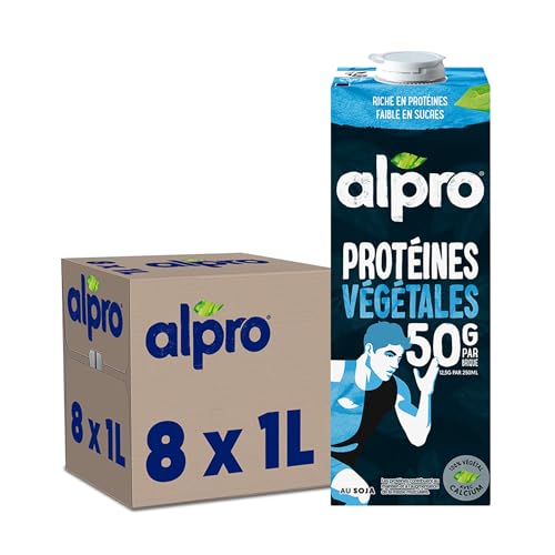 Alpro - Boisson végétale - Soja protéine nature - 1L- Lot de 8x1L