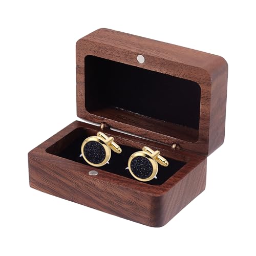 NICENEEDED Boîte à Boutons de Manchette en Bois de Noyer Présentoir Carré pour Petits Boutons de Manchette avec Une Seule Fente Boîtes de Rangement en Bois pour Boutons