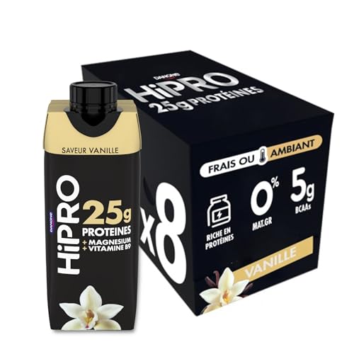 Hipro Boisson Protéinée Goût Vanille, 8 x 330ml