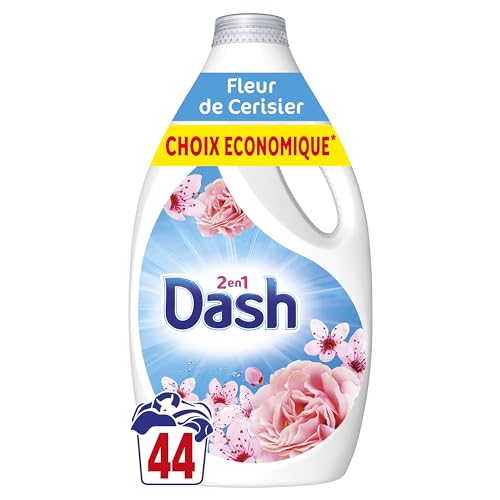 Dash 2en1 Lessive Liquide, 44 Lavages, Fleurs De Cerisier Et Eau De Rose, Technologie Ultra Nettoyante Et Fraîcheur Longue Durée, Élimine Les Saletés et Taches Incrustées, Fabriqué en France