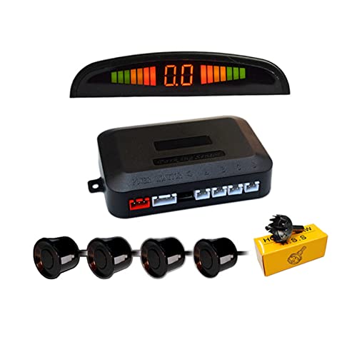 Aiuphing radars de recul pour voiture, 4 capteurs universels capteur de recul voiture avec affichage couleur LED, kit alarme audio de recul (Noir)
