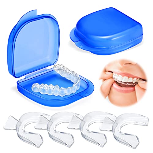 Gouttiere Dentaire Bruxisme Thermoformable 4Pcs, Protecteurs Buccaux Sans BPA, Protege Dent Nuit, Anti Grincement Dent, TMJ, Protege Dents Boxe, Livré Avec Deux Boîtes de Rangement Hygiéniques