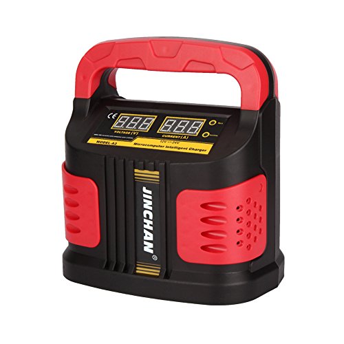 JINCHAN Chargeur de Batterie Moto Voiture Mainteneur Intelligent Automatique de 12 V 24 V(DC)/160V-260V(AC)/40 AH à 200 AH