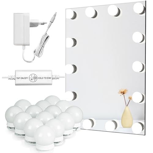 Star Vision Lumiere Miroir pour Coiffeuse, Lampe Led pour Eclairage Miroir avec Variateur de Lumière et Adaptateur Secteur, 14 Ampoules, 6 Mètres, Miroir Non Inclus