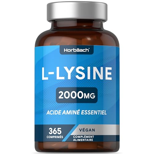 L Lysine 2000mg Dosé Journalière | 365 Comprimés Végétaliennes pour 6 Mois | Acides Aminés Essentiel | Hautement Dosé | par Horbaach