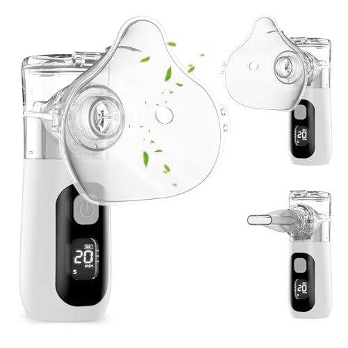 Nebulisateur Inhalateur pour Adultes et Enfants, Berrlly Aerosol Portable, Autonettoyante, Intelligent Affichage Numérique Nébuliseur Silencieux Rechargeable pour la Maison et les Voyages