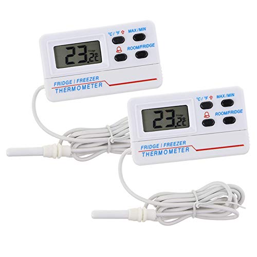 Lot de 2 thermomètres numériques pour réfrigérateur congélateur avec alarme de température et fonction max min et câble de 1,2 m