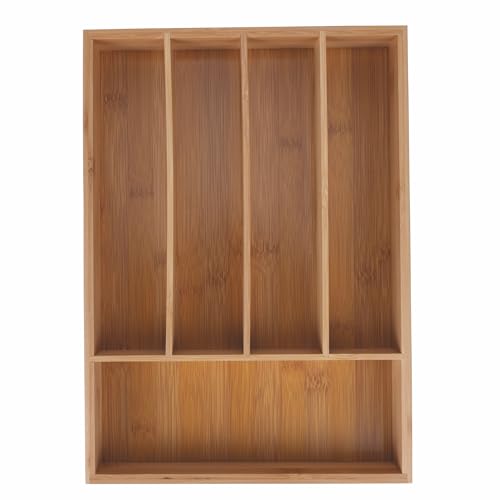 GALILEO Porte-couverts en bambou, 5 compartiments, 35,5 x 25,5 x 5 cm, OuiChef