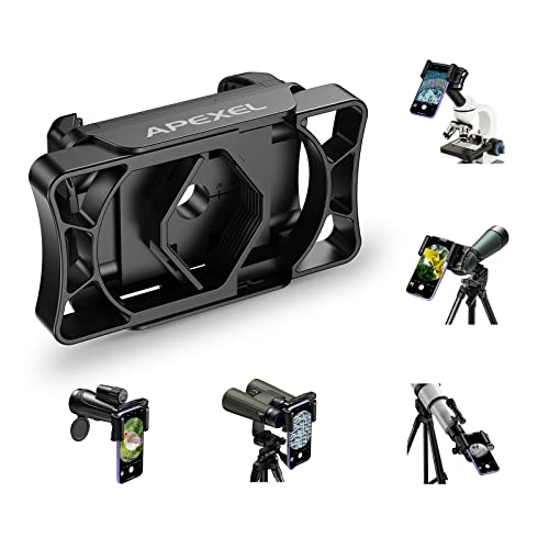 APEXEL Universel Adaptateur Smartphone pour Telescope,Compatible Jumelles,Monoculaire,Telescope et le Microscope,Adaptateur de Support de Télescope Facile à Utiliser Convient pour Tous les Smartphones