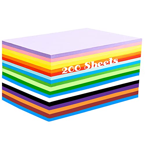 200 feuilles de papier couleur, a4 papier coloré papier double face origami pastel (70 g/m²) - 20 couleurs feuilles colorées cartonnées pour enfants, adultes, bricolage arts and crafts projets colorés