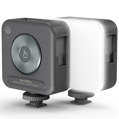 SMALLRIG P96 Lampe Vidéo LED, Lumières LED pour Camera Portable, 96 Perles LED pour Éclairage de Vidéographie Photographique, Panneau Rechargeable 2200mAh CRI95 + 2700-6500K avec 3 Cold Shoe - 3286B