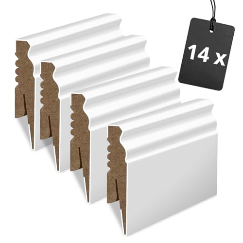 Golddoor Ensemble de 14 Plinthes MDF Lisses - Élégance et Simplicité, Hauteur 10 cm pour Intérieurs Chics