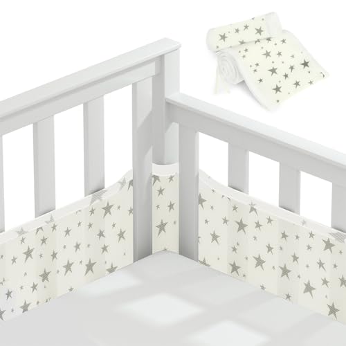 Vicloon Tours de Lit Bébé,Contour de Lit Respirant pour Bébé Doublure en Maille 3D Anti-Flux d'Air,Tour de Lit avec 4 côtés Anti-Collision,pour Nouveau-nés,Garçons et Filles