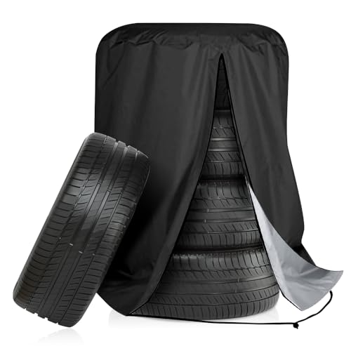 Riisoyu Housse de Pneu Universelle, Housses Protection Roue de Secours Imperméable Pneus Sac Rangement Anti-Poussière Saisonniers Pneus Stockage Voiture Couvre-pneus pour 4 pneus Ø80cm x H115cm
