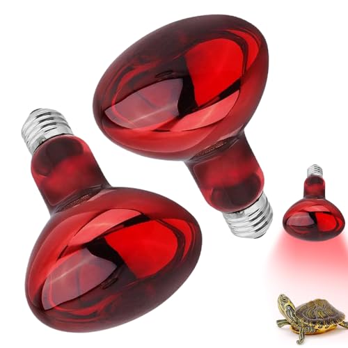 Udbrud Reptile Ampoules Chauffantes, 2 Pièces 100W Lampe Chauffante E27 Infrarouge Dimmable Durable Chaleur Lumière pour Dragon Barbu, Lézard, Tortue, Reptiles Amphibiens
