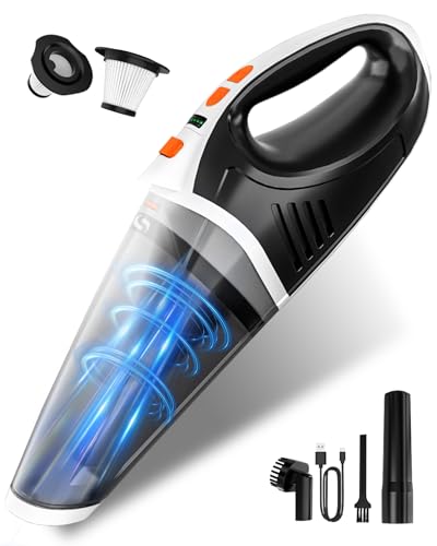 SERVOMASTER Aspirateur à Main, Aspirateur sans Fil Haute Puissance, 2 Vitesses et éclairage LED, Mini Aspirateurs avec Filtre HEPA Lavable pour Voiture, Bureau et Animaux domestiques