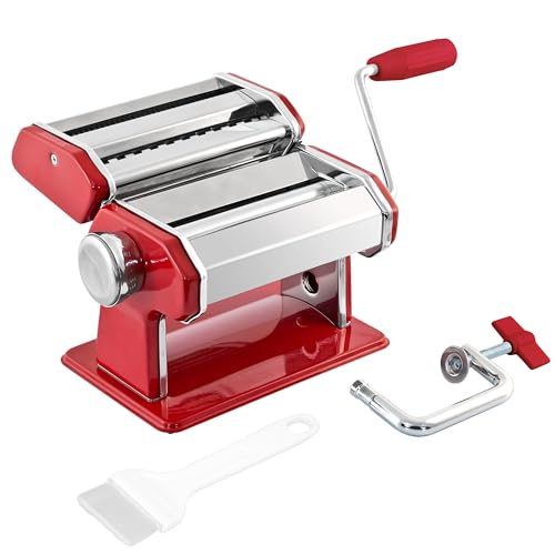 bremermann machine à pâtes - pour spaghettis, pâtes et lasagnes (7 positions), machine à pâtes, pasta maker (Rouge)