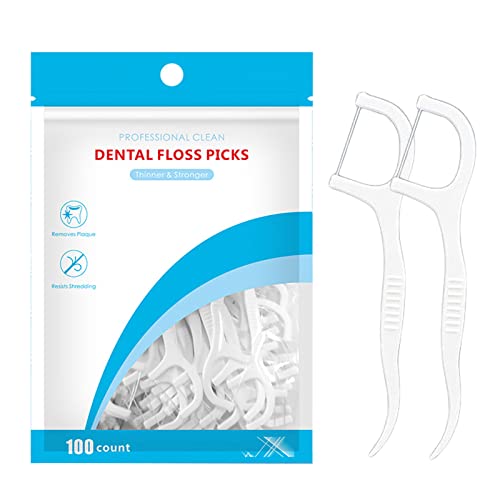 Kafeiya 100 pièces Fil Dentaire Sticks Jetable Oral Flossers,Pour Les Soins Bucco-Dentaires,Le Nettoyage Des Dents