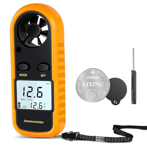 RUZIZAO Anemometre Portable Anémomètre Numérique Haute Précision (+/-5%) avec Rétro-éclairage LCD, Anémomètre Portatif pour Extérieur, HAVC, Drones