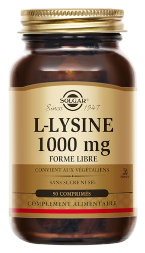 Solgar L-Lysine - Acide aminé - Haute qualité - Vegan - Complément Alimentaire - Flacon de 50 comprimés