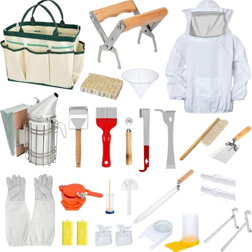 Kit D'outils D'apiculture Professionnels,Accessoire D'apiculture, Outils D'apiculture Pour Apiculteur,30PCS fumoirs de Ruche d'abeilles, 54 granulés de Fumeur, Crochet en J, pour apiculteur débutant