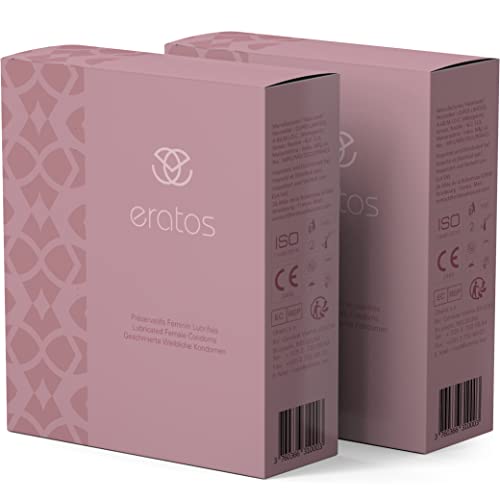 ERATOS - Préservatif Féminine - Avec Donut d’Insertion Breveté - Latex d’Origine Naturel Sans Odeur - Lubrifiant à base d’Eau - Norme CE - Lot de 2 Préservatifs