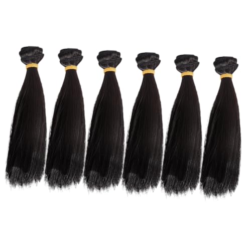 HAMPPLIES 6 pièces Perruques Cheveux Poupée Noir Extensions Accessoires pour Fabrication et Entretien de Poupées