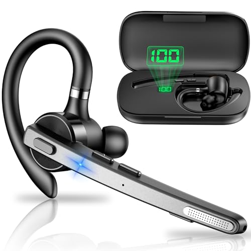 New bee Oreillette Bluetooth sans Fil, V5.1 Kit Main Libre Bluetooth avec Dual Mic Oreillette Bluetooth 72Hs de Temps de Lecture CVC8.0 Casques Bluetooth Mono Écouteur pour Affaires/Bureau