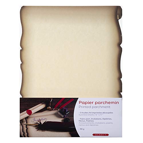 Clairefontaine Herbin 427B - Une pochette de 5 feuilles de papier parchemin 21x29,7 cm