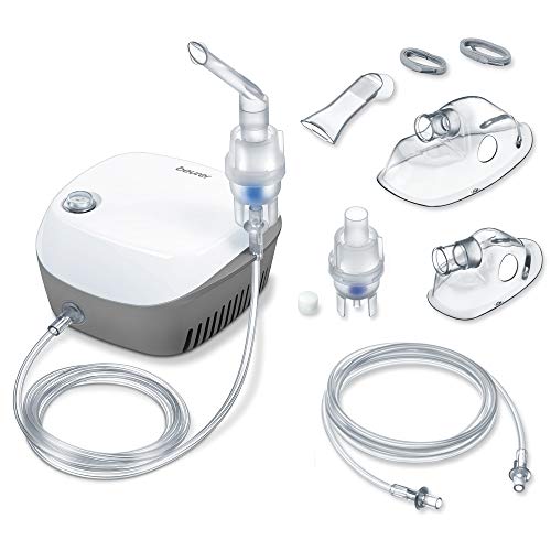 Beurer IH 18 Nébuliseur avec technologie d'air comprimé à compresseur pour le traitement des voies respiratoires supérieures et inférieures, l'inhalateur convient aux adultes et aux enfants - Blanc
