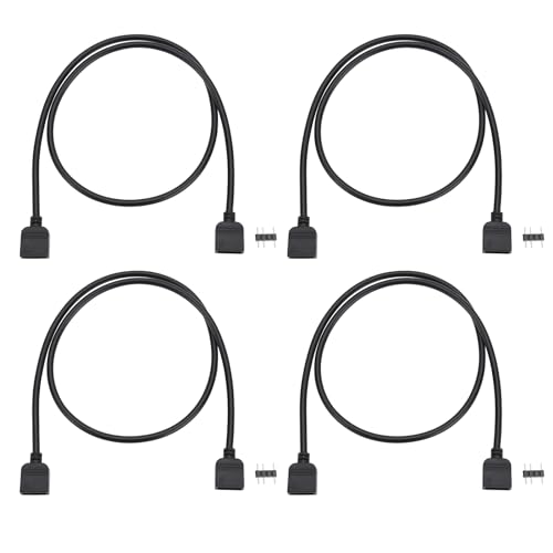 VGOL 4pcs Câbles Shunt RVB Femelle à Femelle 3 Broches Longueur 50CM Câble d'extension d'interface 5 V Compatible avec Bandes Lumineuses RVB 5050 3528 Ou Ventilateur RVB Composants Informatiques