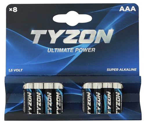 Tyzon Lot de 8 Piles alcalines AAA - Piles jetables durables pour appareils ménagers