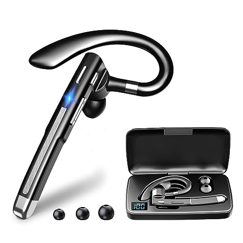 Oreillette Bluetooth sans Fil Kit Main Libre Bluetooth Avec double microphone pour l'annulation du bruit 64 Heures de Conversation en HD Avec boîtier de chargement LED CVC8.0 pour iPhone/Android