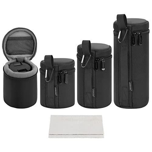 Arvok 4pcs Camera Lens Box Sac étanche pour Objectif de Protection pour Objectif Reflex numérique Sac d'objectif épais de Taille 4 pour Nikon, temron, Sigma, Sony, Fuji, Panasonic