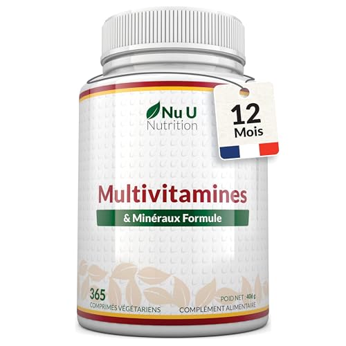 Multivitamines et Minéraux - 365 Comprimés (12 Mois) - 25 Nutriments dont Vit A B C D Fer Zinc Magnesium - Complément Alimentaire Homme et Femme - Vitamines, Minéraux et Compléments - Nu U Nutrition