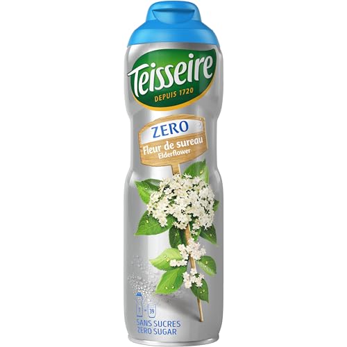 Teisseire Zéro Sucre, Sirop de Fleur de Sureau pour Boisson Rafraîchissante, Cocktails, Bidon 60cl