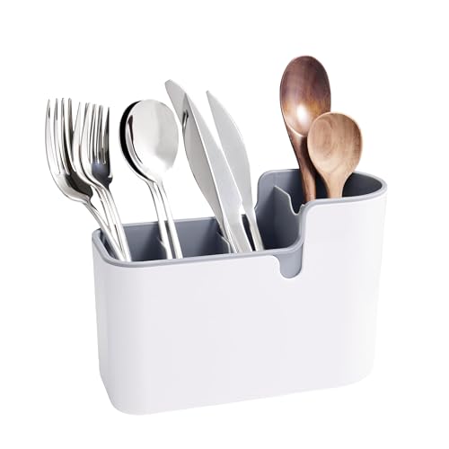 Amazon Basics Organiseur d’ustensiles pour comptoir et mur, Blanc, Gris