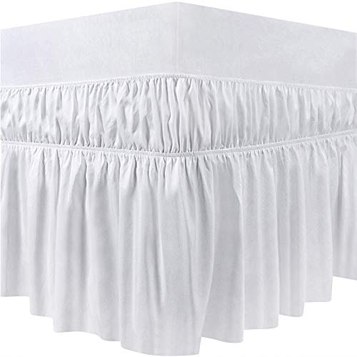 Cache-Sommiers Jupe de lit à Volants Cache Sommier Jupe de Lit Robuste et Élastique Style Enveloppant Cache Sommiers Jupe de Lit à Volants,Facile a Mettre et à enlever(Double 150 x 200 x 40 cm, Blanc)