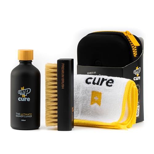 Crep Protect Kit de CURE - Kit de nettoyage de baskets haut de gamme, avec brosse, solution (100 ml), chiffon en microfibre et pochette réutilisable