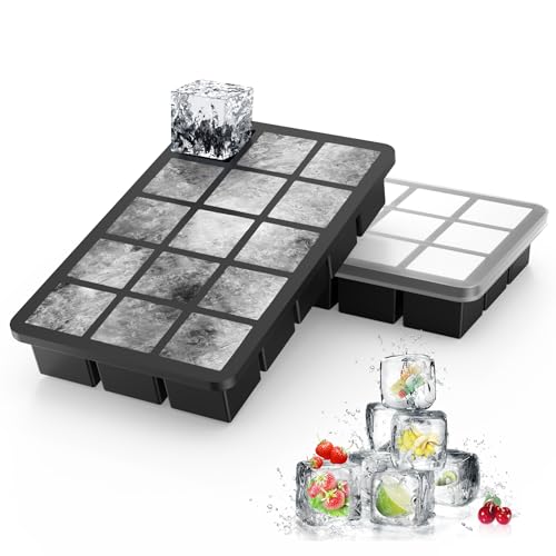 Ankway Lot de 2 Bac à Glaçons avec Couvercle, 30 3.5cm Glacons Moule Silicone, Sans BPA, Faciles à Retirer pour Cocktails, Whisky, Vin, Fruits, Purées de Fruits, Glaces