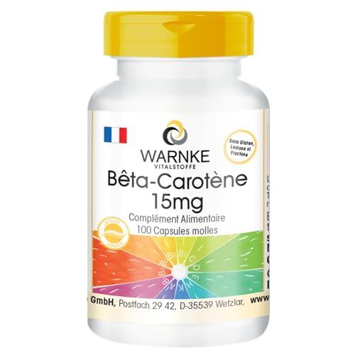 Bêta carotène 15mg - 100 softgels pour 100 jours, caroténoïde, provitamine A | Warnke Vitalstoffe - Qualité des pharmacies allemandes