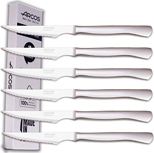 Arcos Lot de 6 couteaux à steak en acier inoxydable | lave vaiselle avec manche monobloc