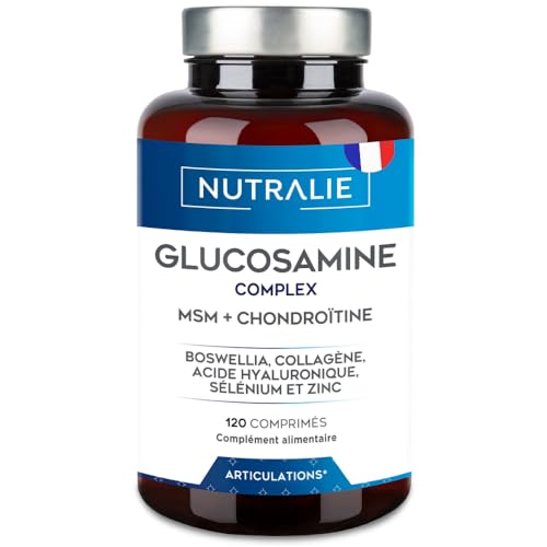 Glucosamine Chondroïtine MSM et Collagène - Maintenir des Os Normaux avec la Glucosamine Chondroitin, le MSM, Collagène, Acide Hyaluronique, Boswellia, Sélénium, Zinc - 120 Comprimés Nutralie