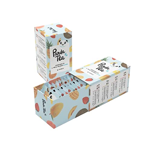 Panda Tea Coffret Sélection Thé Glacé et Infusion Glacée | 4 mélanges réunies dans 1 coffret | 20 sachets | Assortiment Découverte | Idée cadeau Fête des Grand-Mères et Mères | Detox et Hydratation